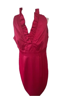 NWT London Times Petites Red V Neck Sleeveless Pencil Dress Size 12P - Image 1 of 4
