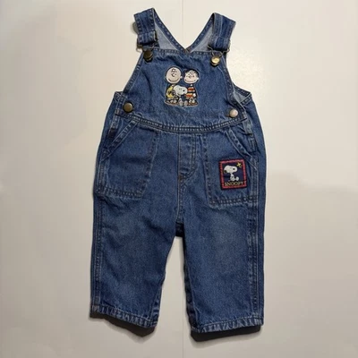 Mono Denim Snoopy/Babero Bordado Cacahuetes 12m Bebé Niño DE COLECCIÓN AÑOS 90 Foto 1 de 4