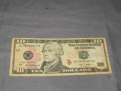 Fancy Serial # US $10 Note, FR J, Series 2009, Repeater JE09750975B - Image 1 of 2