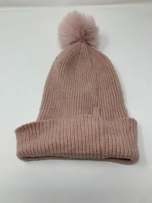 Vince Camuto Beanie Hat Womens Pink Rayon Blend Casual Warm Winter Pom Pom Hat - Image 1 of 4