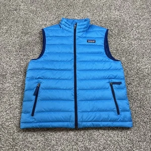 Patagonia Down Puffer Vest Youth Boys XL Blue Outdoor Jacket Gorpcore Logo - Picture 1 of 9