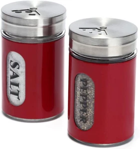Salz und Pfefferstreuer Edelstahl und Glas Set mit verstellbaren Ausgießlöchern - Bild 1 von 12