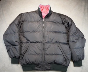 Woolrich Womens L (Pit 22") REVERSIBLE Black Hot Pink DOWN Puffer Coat 17072 - Picture 1 of 12
