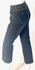 Pantalones de mezclilla para mujer Apple Bottoms Y2K talla 3/4 logotipo bordado con logotipo de estrás - Imagen 1 de 10