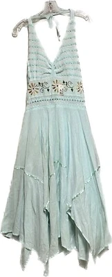 Preciosa Señorita Turq. Vestido halter de algodón - crochet, bordado, ribete de cinta Nuevo con etiquetas Foto 1 de 4