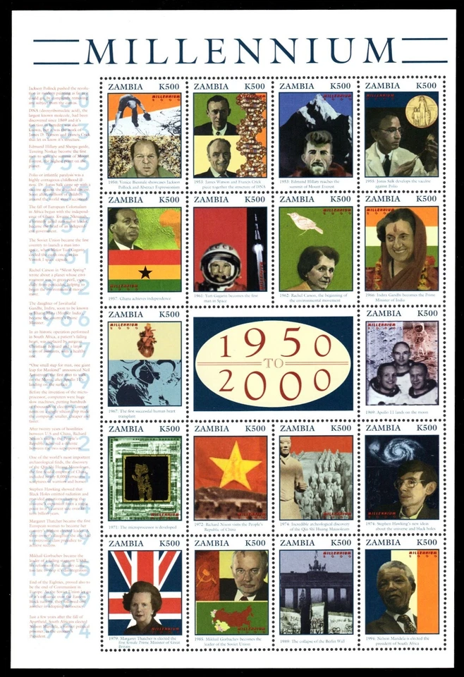 ZAMBIA 856 - The Millennium 1950-2000 "Souvenir Sheet" (pb50960) - Image 1 of 1