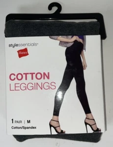NWT Hanes Stylessentials Cotton Leggings Marble Heather Gray Medium - Picture 1 of 3