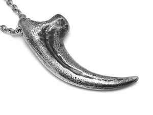 Aged Finish Velociraptor Claw Pendant Necklace, Pewter Metal Dinosaur Jewelry - Picture 1 of 5