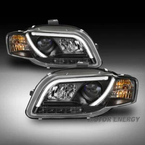 Faros proyectores halógenos negros izquierda+derecha LED DRL para Audi A4 Quattro 06-08 - Imagen 1 de 7