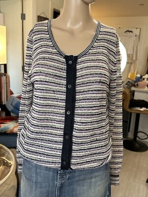 Cárdigan DRIES VAN NOTEN Tejido Acanalado Crochet Multicolor Algodón Lúrex Abotonado Talla S Foto 1 de 4