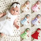 Newborn Baby Girl Sleeveless Casual Maxi Bow Dress+Headband Set Outfit 2 Piece