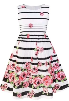 Vestido/vestido de fiesta soleado de moda para niñas con flores talla 9-10 Foto 1 de 4