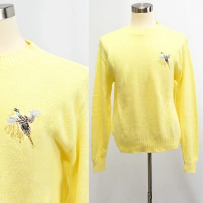 Suéter Escocés Volador Cuello Redondo Bordado Amarillo Pastel Años 90 De Colección Para Hombres XL Foto 1 de 4