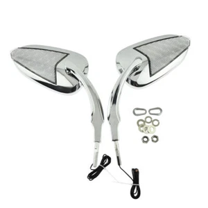 Motorcycle Mirror with Amber LED Turn Signal Fit For Harley Dyna Road King 14-up - Picture 1 of 8