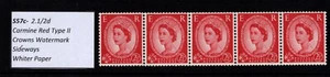 Wilding Specialist - S57c 21/2d Carmin-Red Coil Strip of Five - MNH - Bild 1 von 2