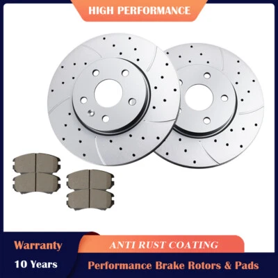Rear Brake Disc Rotors + Ceramic Pads for 2010-17 Chevrolet Equinox GMC Terrain - Image 1 of 4