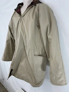 Totes Mens M Beige Flannel Lined Insulated PVC Waterproof Rain Parka - Picture 1 of 12