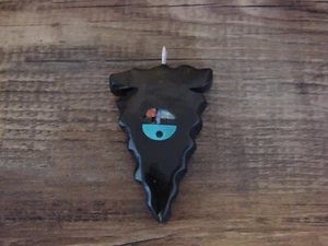 Zuni Indian Jewelry Sterling Silver Jet Sunface Arrowhead Pendant - Jonathan ... - Picture 1 of 4