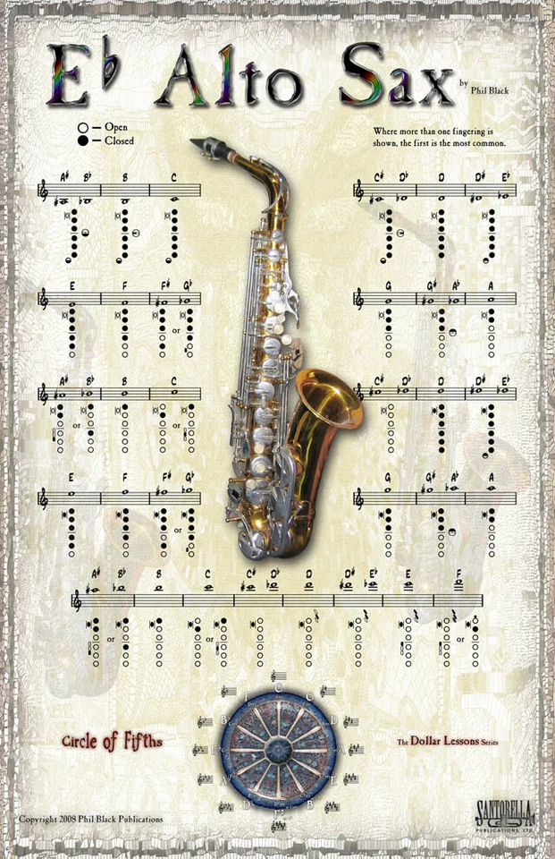 Instrumental Fingering Chart Poster for Alto Sax * Ships from the publisher! - Image 1 of 1
