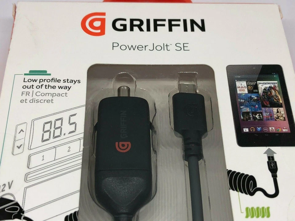 Griffin Compact Ultra Fast 10w PowerJolt SE Micro USB Coiled Car Charger