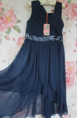 MONSOON NWT Navy Blue Sequin Floaty Bridesmaid Prom Party Occasion Dress 7-8 £50 - Image 1 of 4