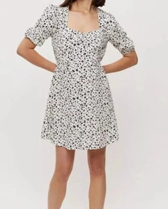 EX DOROTHY PERKINS LADIES WHITE ANIMAL SWEETHEART NECK MINI DRESS NEW (306) SALE - Picture 1 of 3
