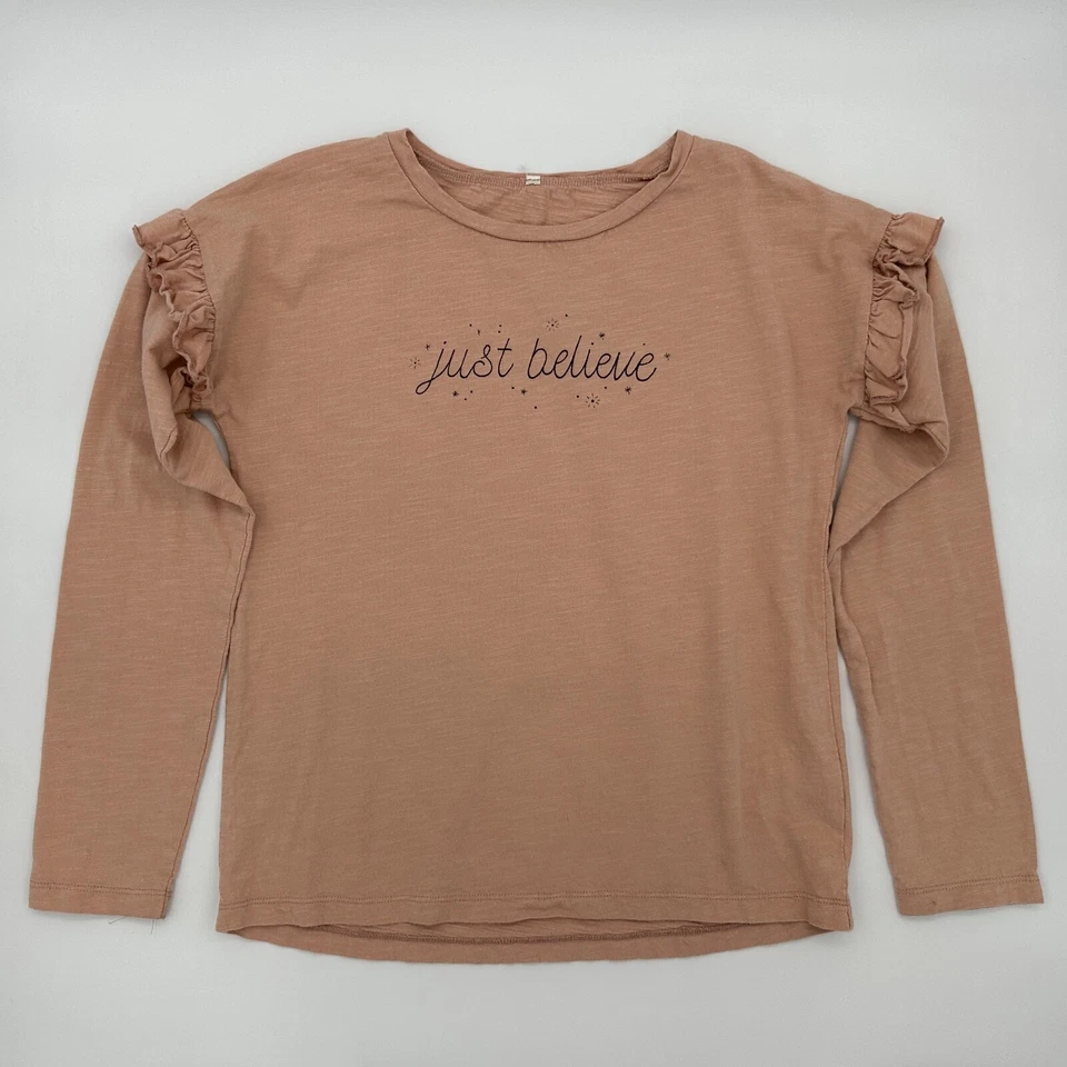RYLEE + CRU Just Believe Pink Ruffle Top Size 12-14Y - Image 1 of 2