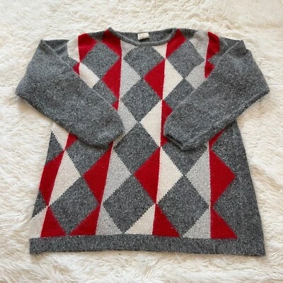 Vtg Argyle Womens Sweater Small Silk Angora Lambswool Y2K Preppy Academia 158235 - Image 1 of 4
