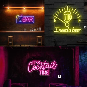 Custom LED Neon Bar Sign – Personalized Cocktail, Beer, Pub Wall Light Decor - Picture 1 of 29