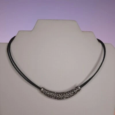 Lia Sophia “Magnolia" Silver-tone Filigree Pendant w/Cut Crystal Necklace 16-19" - Image 1 of 4