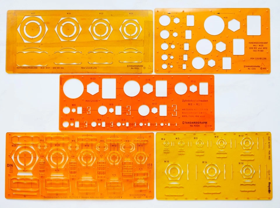 ZEICHEN SCHABLONE STANDARDGRAPH | ROTRING | SECHSKANTSCHRAUBEN, MUTTERN AUSWAHL! - Bild 1 von 1