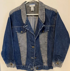 Sunset Blue By Chic Denim Jacket 2 Tone Sz S Blue& Gray Denim 80’s/90’s USA - Picture 1 of 18