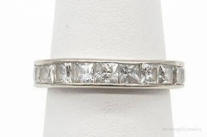 Vintage Eternity Band Cubic Zirconia Sterling Silver Ring - Size 6 - Picture 1 of 10
