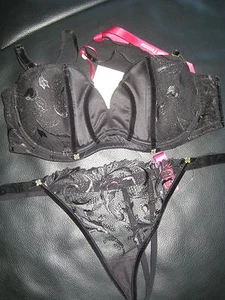 Dessous Set von Valisere "Amour Glamoureux":BH 75A,String Gr.40, Samt und Spitze - Bild 1 von 3