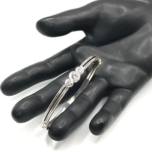 BRIGHTON Bangle Bracelet Victorian Crystal Silver Plate Quiet Luxury Minimalist - Picture 1 of 8