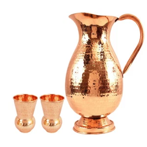 Jarra de diseño mogol de cobre con jarra martillada vaso utensilios para beber hotel - Imagen 1 de 4