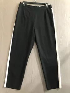 SOFT SURROUNDINGS Womens Black Straight Leg Full Length Pants Sz M 10-12 Stripe - Picture 1 of 5