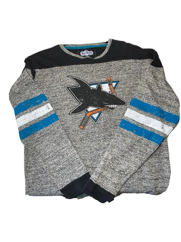 Red Jacket Womens Large San Jose Sharks Sweater Gray Black And Blue NHL Cover