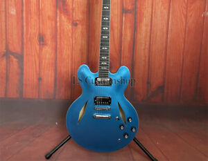 Factory Custom DG335 Metallic Blue Electric Guitar Rounded Fret Semi Hollow Body