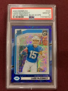 Ladd McConkey 2024 Donruss Optic Blue Scope Prizm Rookie Card RC PSA 10 Gem Mt - Bild 1 von 2