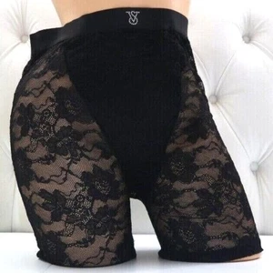 Victoria's Secret Rhinestone Shine Patch Lace Boxer Brief Black S M NEW - Picture 1 of 5