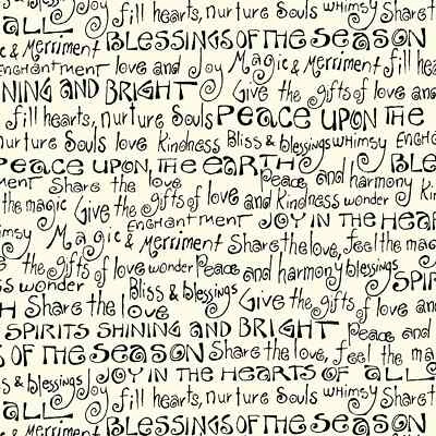 Laurel Burch Enchantment Text Words Cream Christmas Fabric By the FQ - 1/4 YD - Image 1 of 4