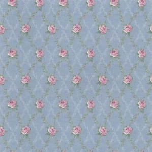 1:12, 1" Scale Dollhouse Miniature Wallpaper Roses Diamond - 3 Sheets - 0002744 - Picture 1 of 1