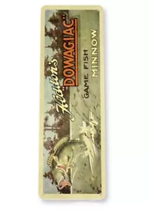 HEDDONS DOWAGIAC 6x18 INCH TIN SIGN FINE FISHING TACKLE CATCH FISH LURE BASS - Picture 1 of 1