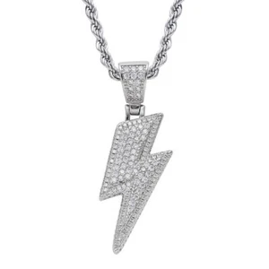 Blitz Anhänger Halskette Männer Hip Hop Iced Flooded Messing Schmuck A9400 - Bild 1 von 11