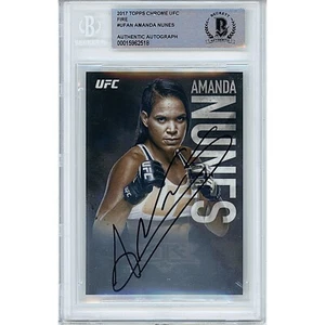 Amanda Nunes Signed 2017 Topps Chrome UFC Fire #UF-AN Card AUTO Beckett Slab MMA - Picture 1 of 5
