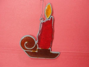 Vintage Christmas Ornament 4" Stain Glass Candle - Picture 1 of 2
