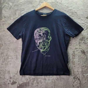 Rare Rabbit XL Graphic T-Shirt Navy Blue Pima Cotton Abstract Face Design - Picture 1 of 8