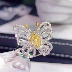 1.5Ct Oval Cut Lab Created Citrine Wedding Ring 14K White Gold Plated Silver - Picture 1 of 6
