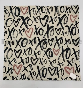 Pottery Barn XO Love Pink Heart Embroidered Pillow Cover ONLY Tan 20" #J1145 PS - Picture 1 of 4